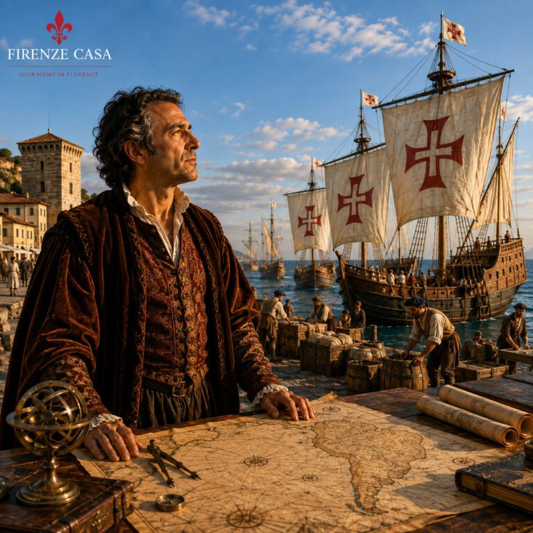 Amerigo Vespucci preparing for an Atlantic voyage during the Age of Exploration