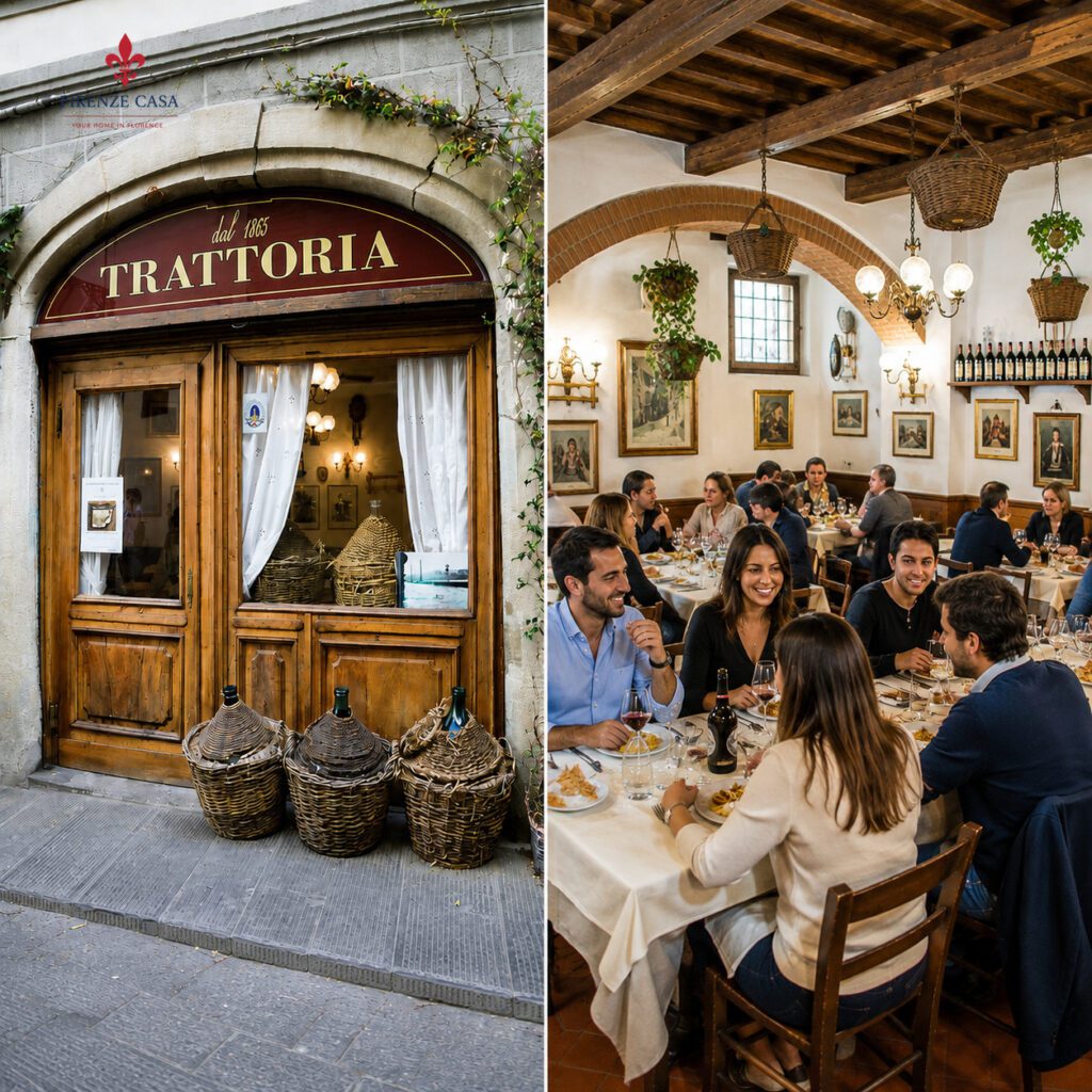 Antico Fattore Florence – historic trattoria with traditional entrance and dining room