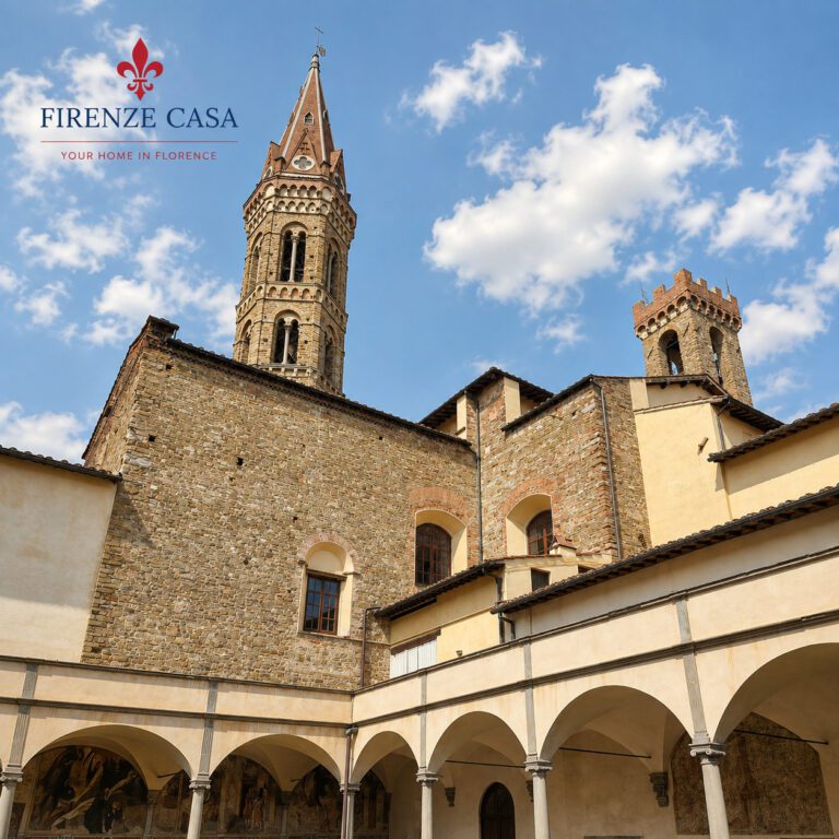 Badia Fiorentina in Florence with its historic bell tower and cloister