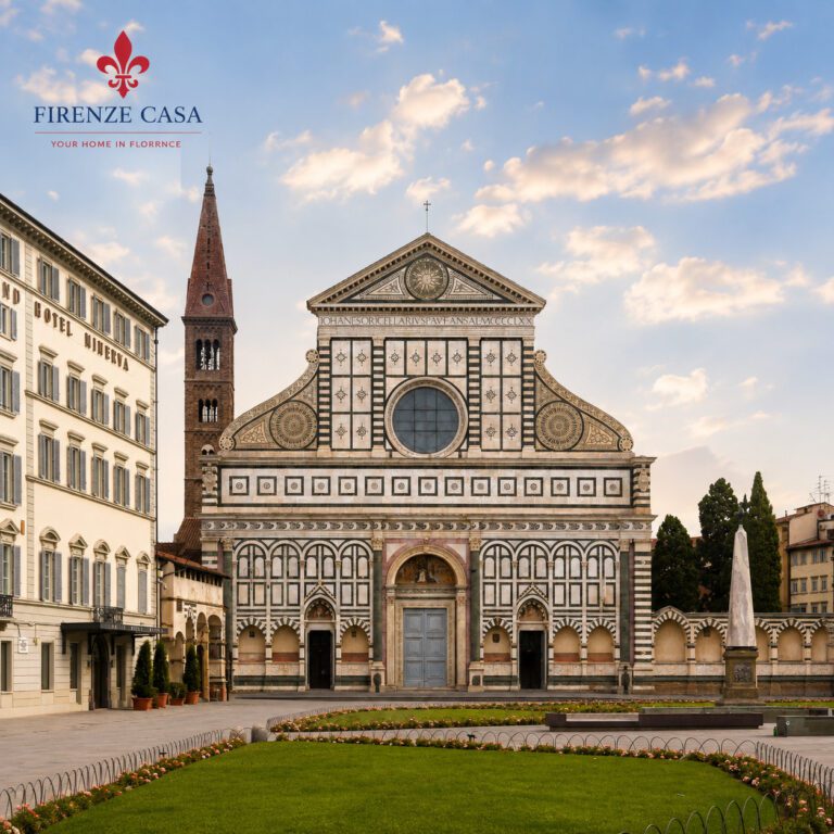 Basilica of Santa Maria Novella in Florence with its Renaissance façade and Piazza Santa Maria Novella