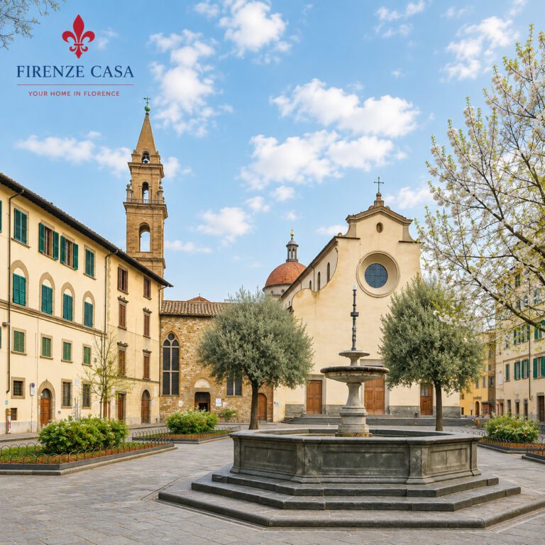 Basilica of Santo Spirito in Florence with Piazza Santo Spirito