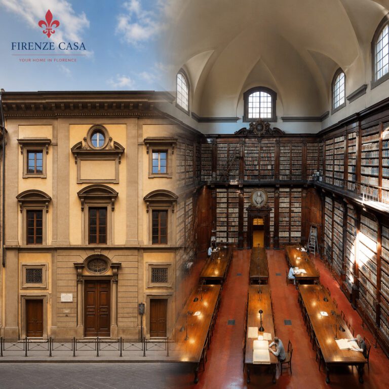 Biblioteca Marucelliana in Florence with historic façade and monumental library reading room