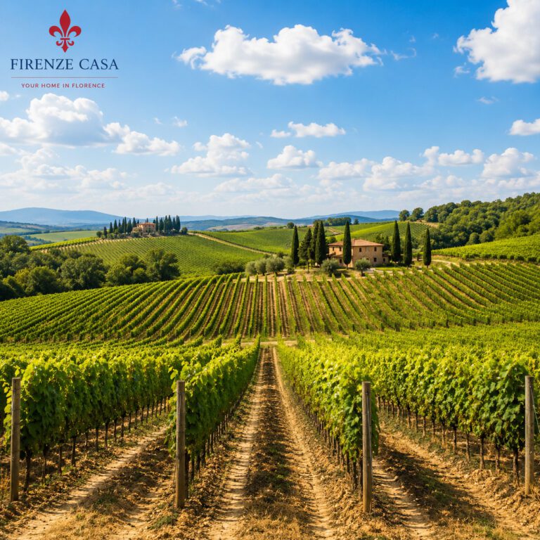 Vineyards in Montalcino representing the Biondi Santi family and Brunello