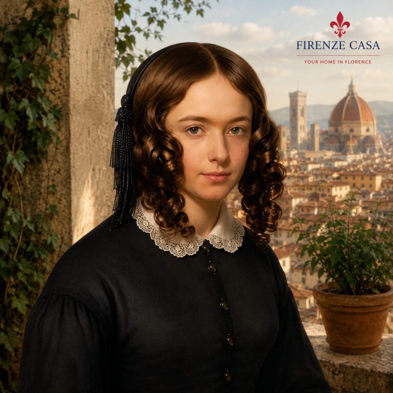 Elizabeth Barrett Browning in Florence with the Duomo in the background
