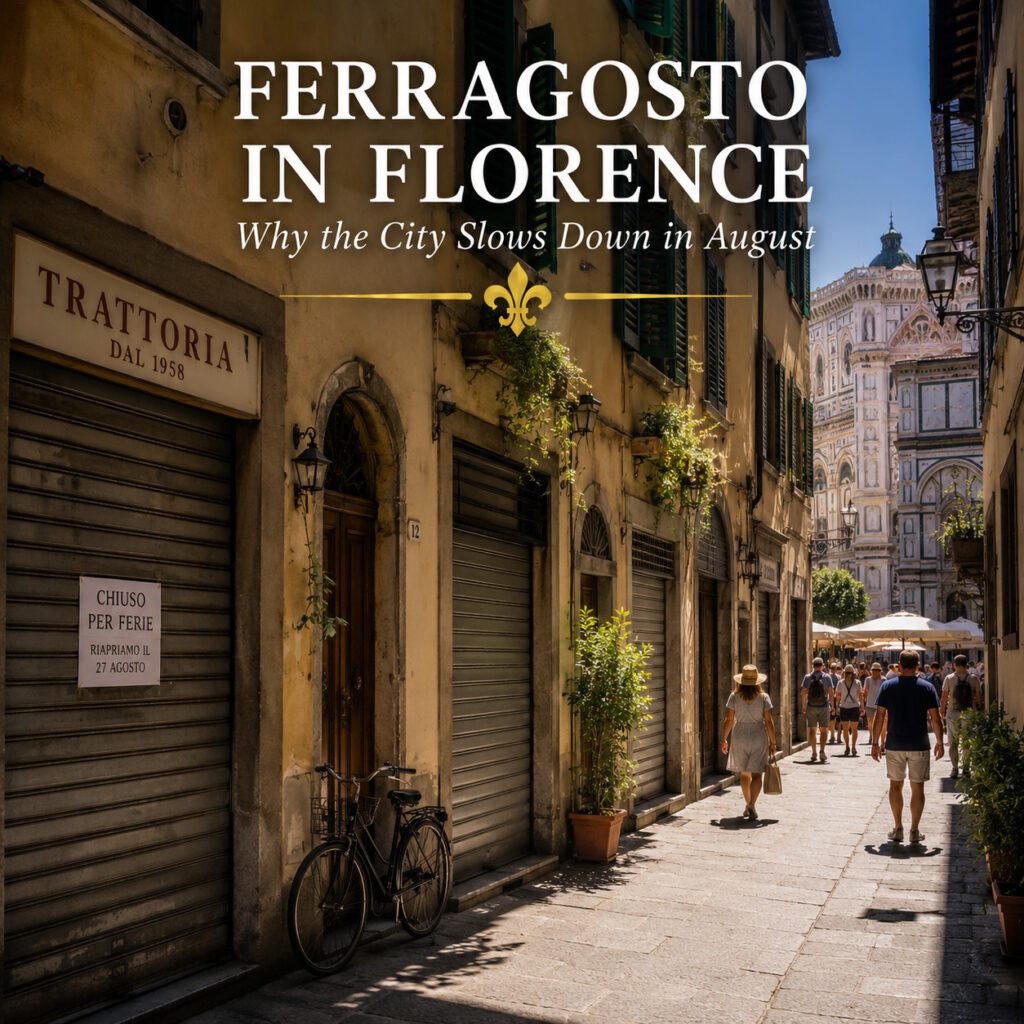 Closed shops in Florence during Ferragosto in August