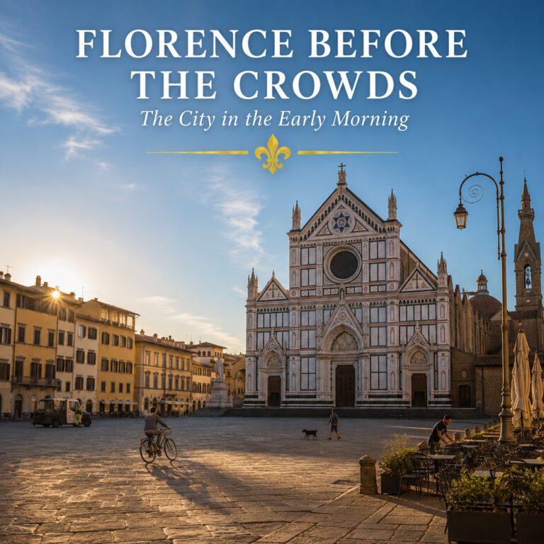 Piazza Santa Croce in Florence in the quiet early morning before the crowds