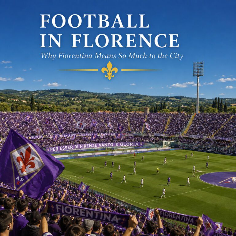 Fiorentina fans at a football match in Florence