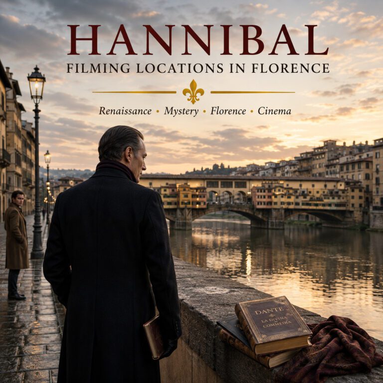 Hannibal filming locations in Florence with Ponte Vecchio and the Arno