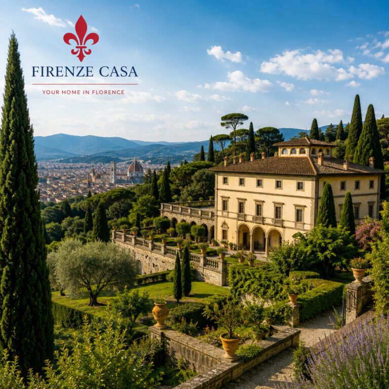 Historic villas of Florence and Fiesole overlooking Florence and the Tuscan hills
