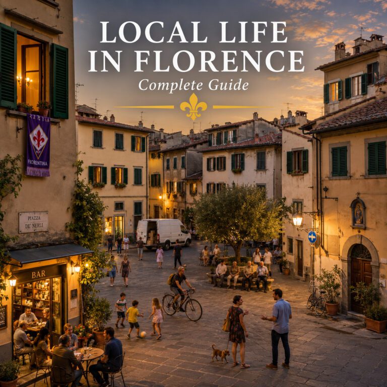 Local life in Florence on a lively neighbourhood piazza