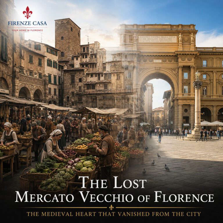 Lost Mercato Vecchio of Florence transforming into today’s Piazza della Repubblica