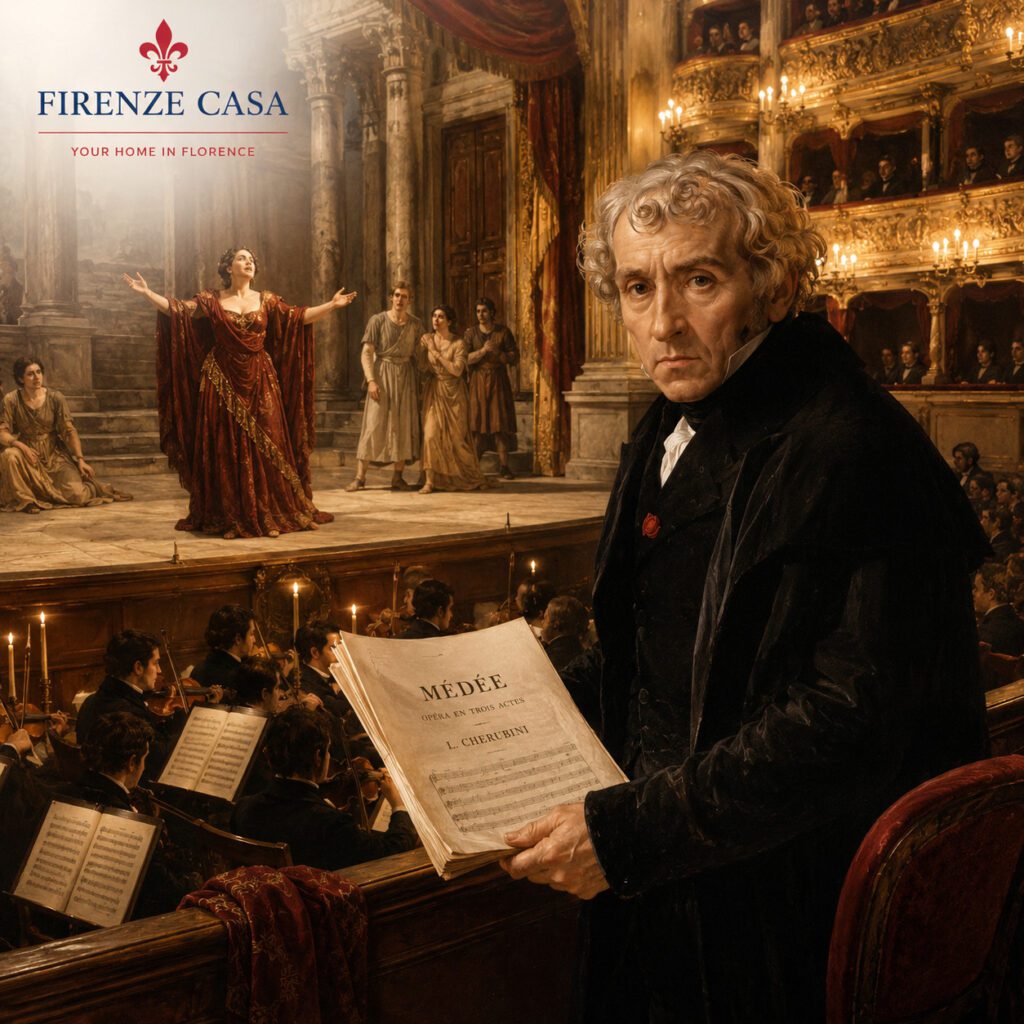 Luigi Cherubini during a performance of Médée at a historic Paris opera house