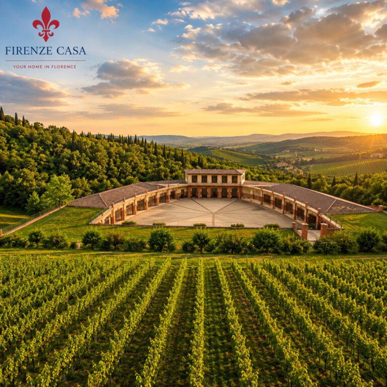 Vineyards and winery of the Mazzei family in Chianti, Tuscany