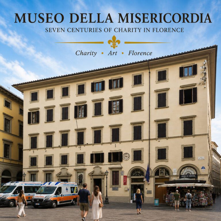 Museo della Misericordia in Florence with ambulances outside its historic headquarters