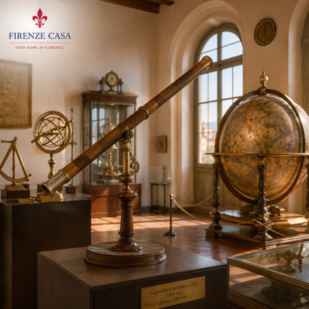 Historic Galileo telescope and globe at Museo Galileo Florence