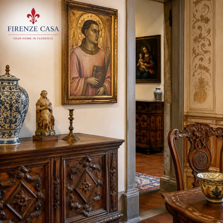 Renaissance-style interior at Museo Horne Florence with historic furniture, paintings and decorative art