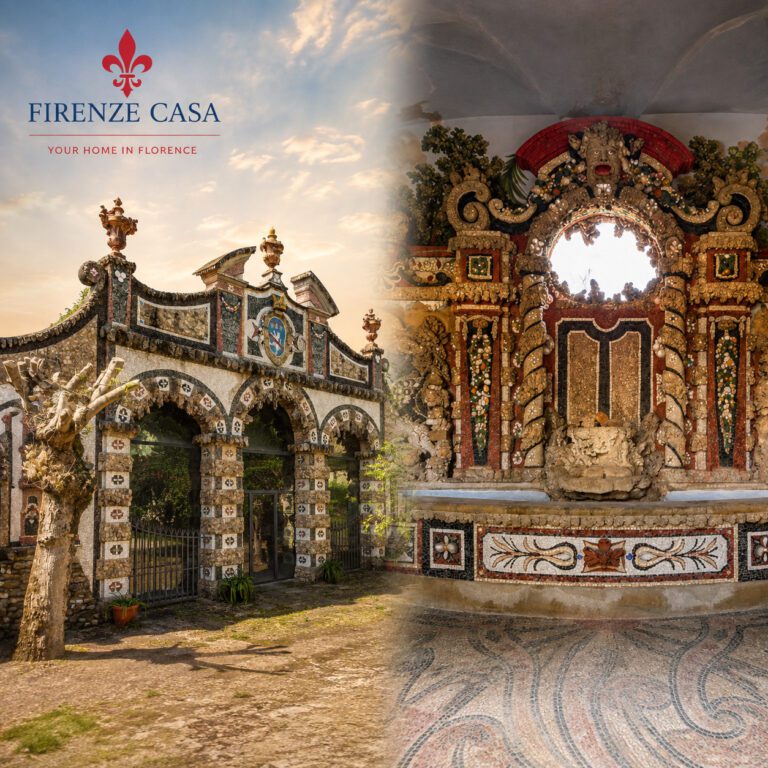 Ninfeo Bandini in Florence with historic exterior and richly decorated nymphaeum interior
