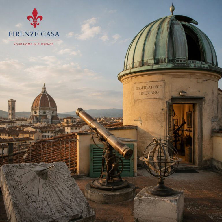 Osservatorio Ximeniano in Florence with historic astronomical instruments and Florence skyline