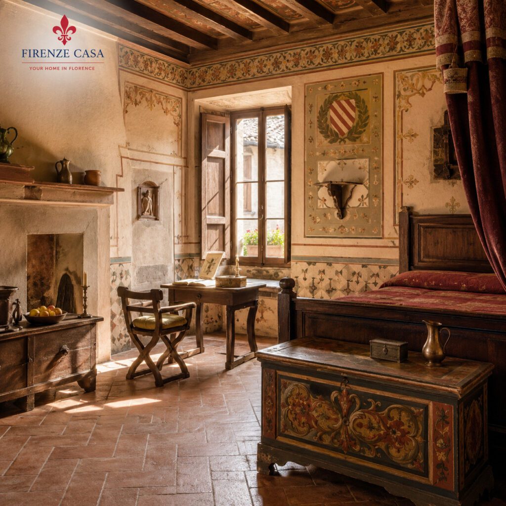 Medieval Florentine home interior at Palazzo Davanzati Florence