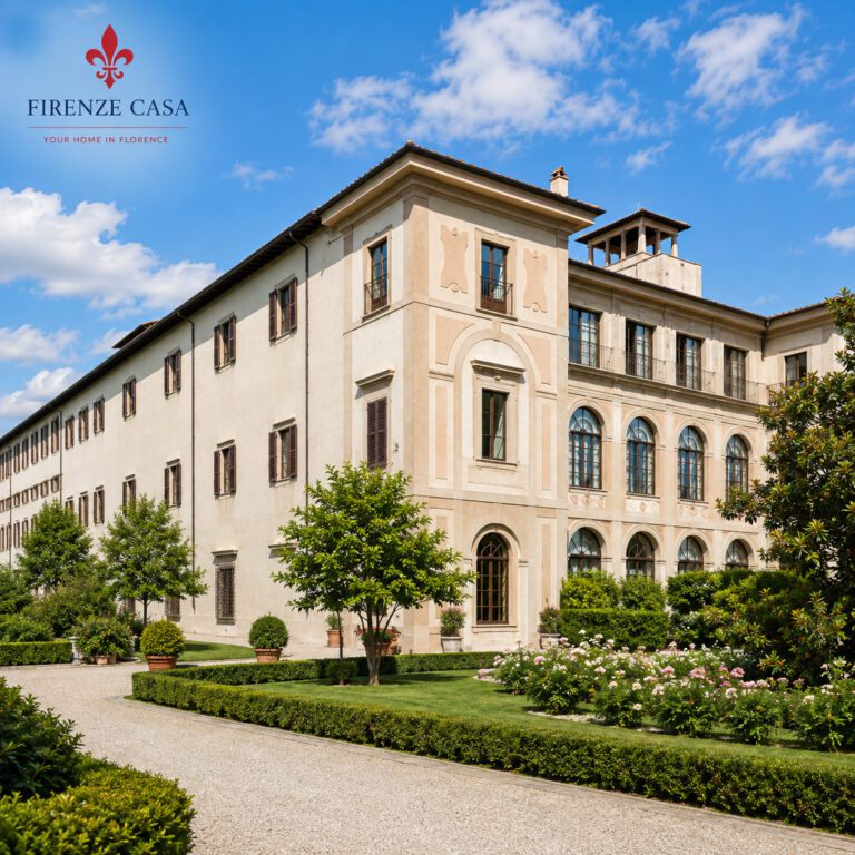 Palazzo Gherardesca in Florence with its historic façade and garden