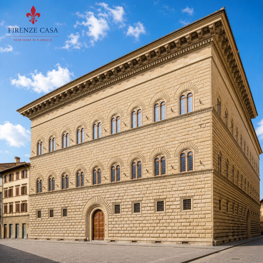 Palazzo Strozzi in Florence, a monumental Renaissance palace with its characteristic rusticated stone façade