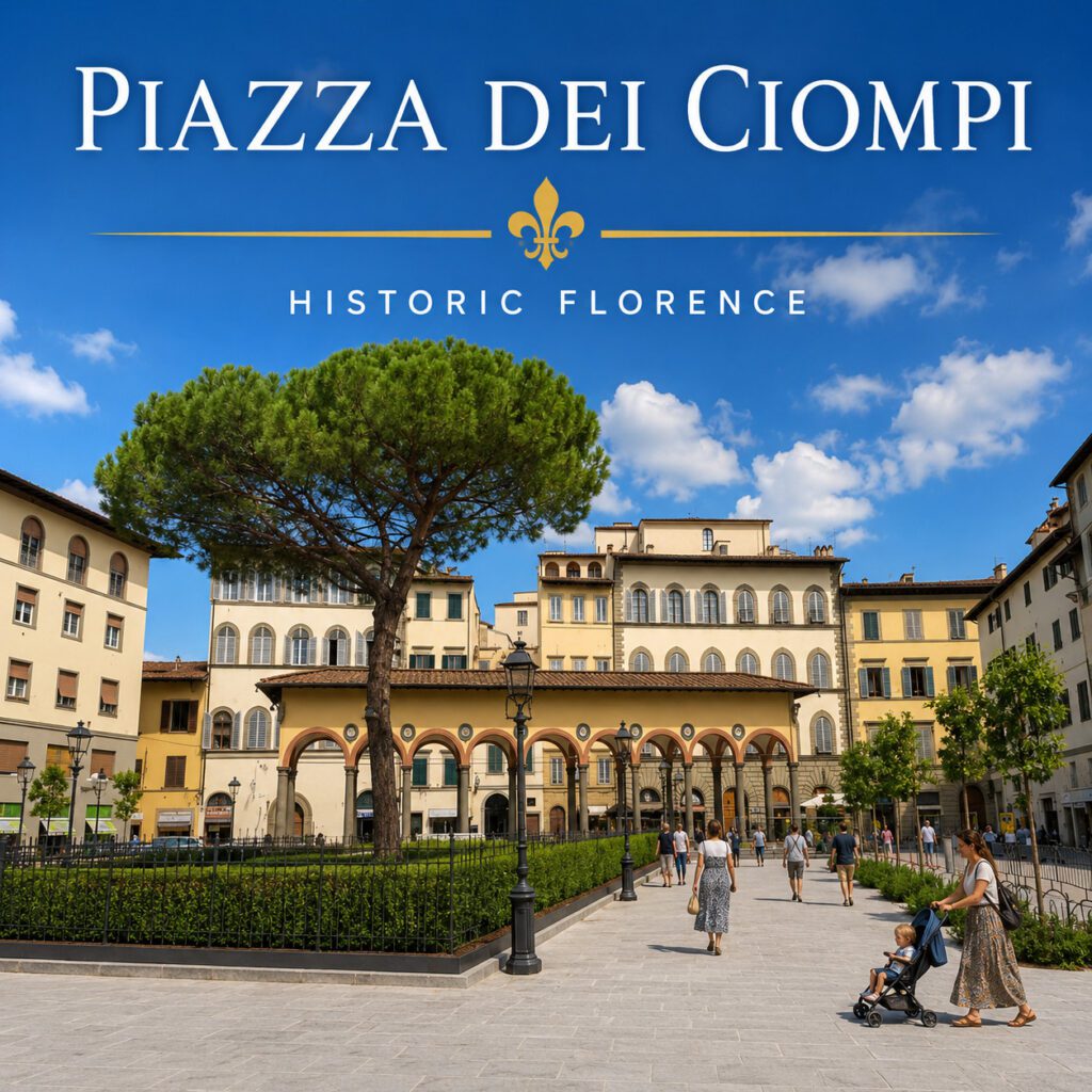 Piazza dei Ciompi in Florence with the historic Loggia del Pesce