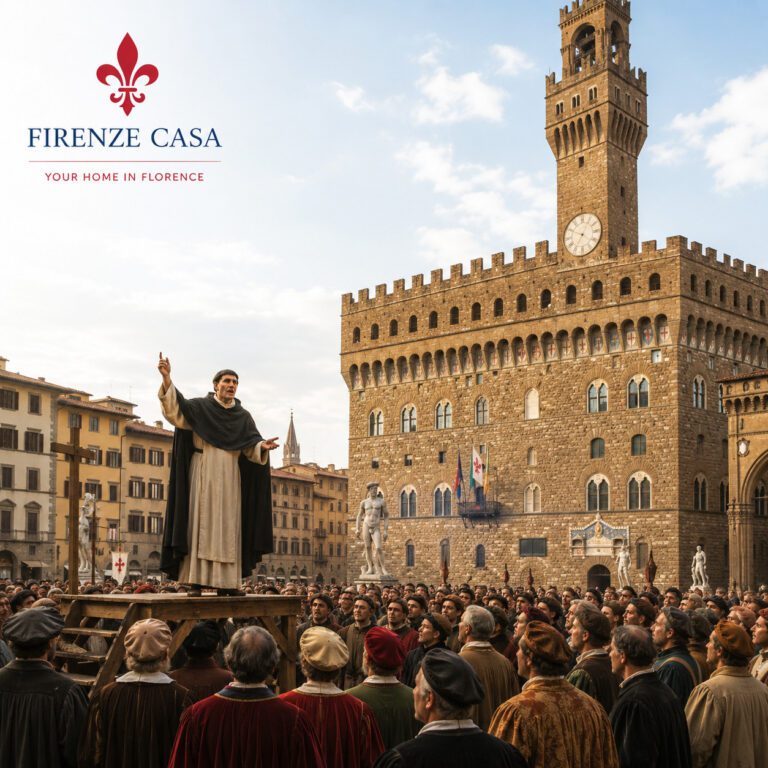 Savonarola preaching before Palazzo Vecchio in Renaissance Florence