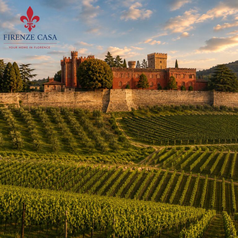 Castello di Brolio and vineyards of the Ricasoli family in Chianti