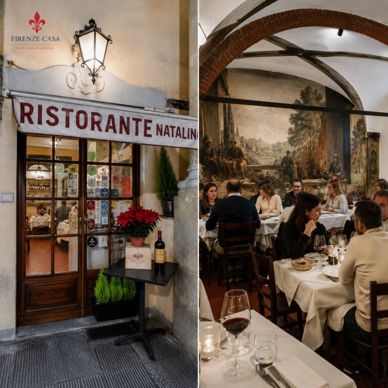 Ristorante Natalino Florence with historic entrance and traditional dining room