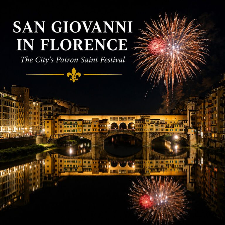 San Giovanni fireworks over Ponte Vecchio in Florence