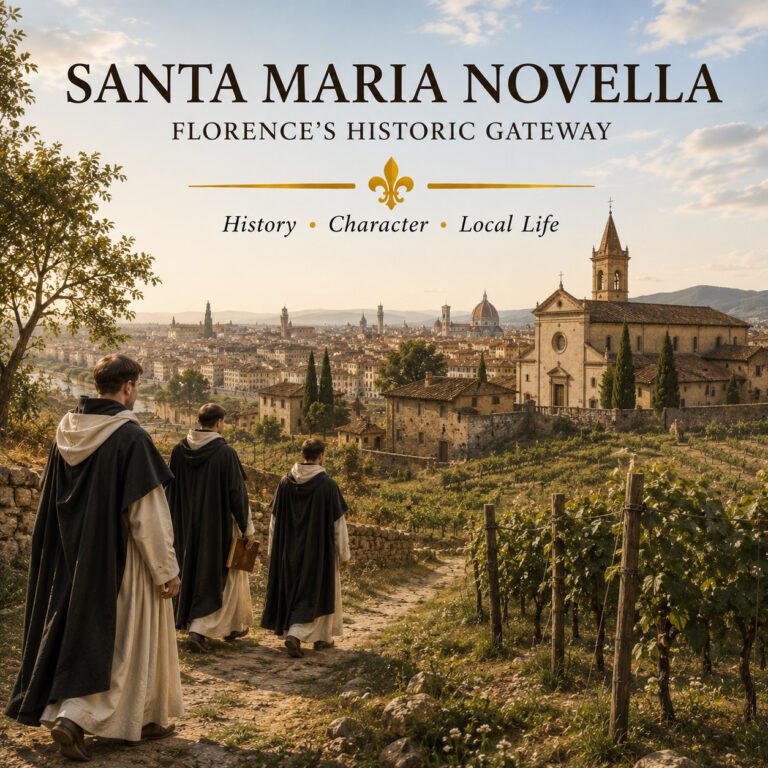 Dominican friars in historic Santa Maria Novella neighbourhood in Florence