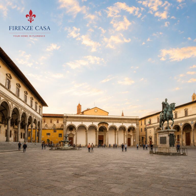 Piazza della Santissima Annunziata and Basilica della Santissima Annunziata in Florence