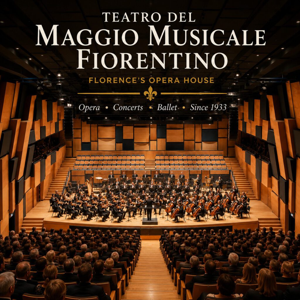 Teatro del Maggio Musicale Fiorentino with orchestra and audience in Florence