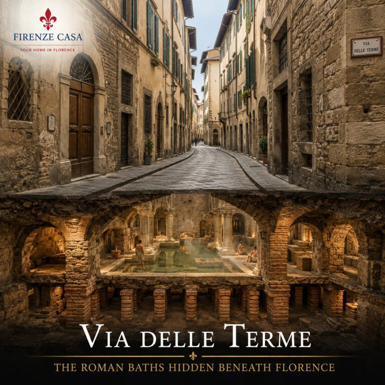 Via delle Terme in Florence with Roman baths reconstructed beneath the historic street