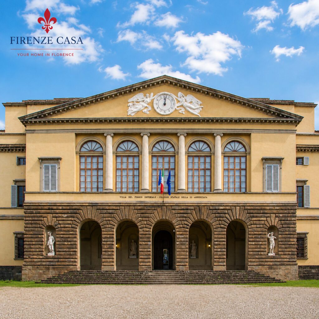 Villa del Poggio Imperiale in Florence with its historic façade and entrance loggia