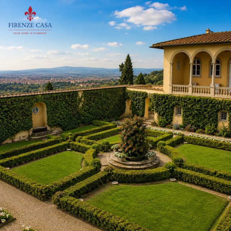 Villa Le Balze in Fiesole with its formal Italian garden and panoramic view over Florence