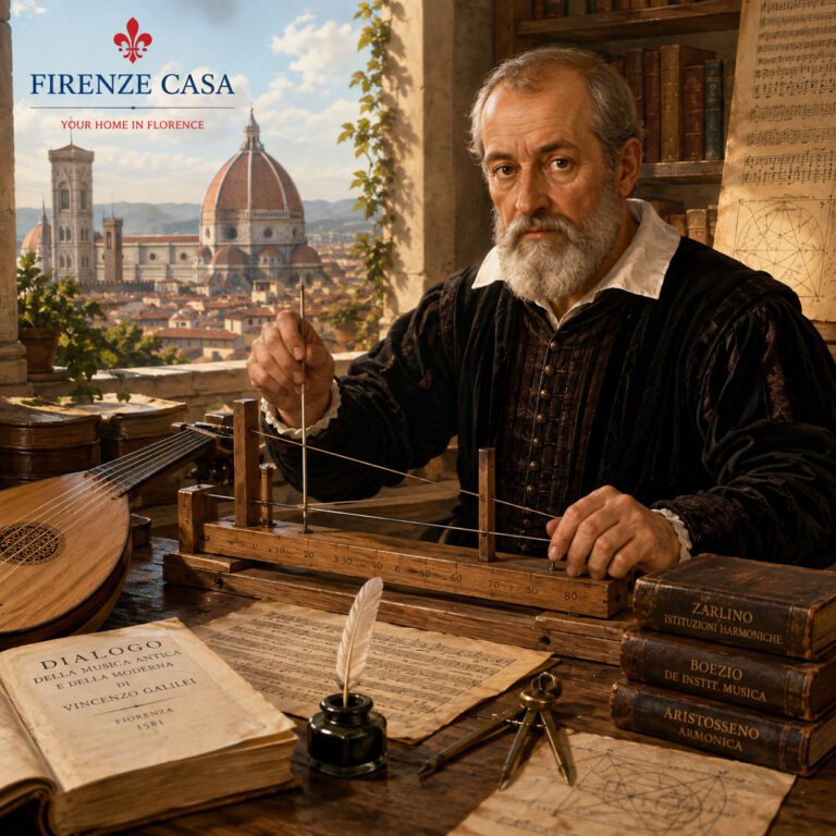 Vincenzo Galilei experimenting with musical strings in Renaissance Florence