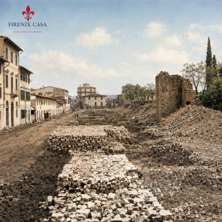 Demolition of Florence’s medieval city walls during the 19th-century transformation of the city
