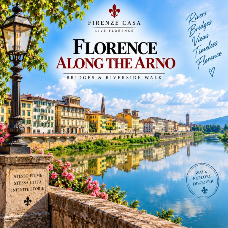 Florence Along the Arno walking tour with historic riverside buildings and the Arno