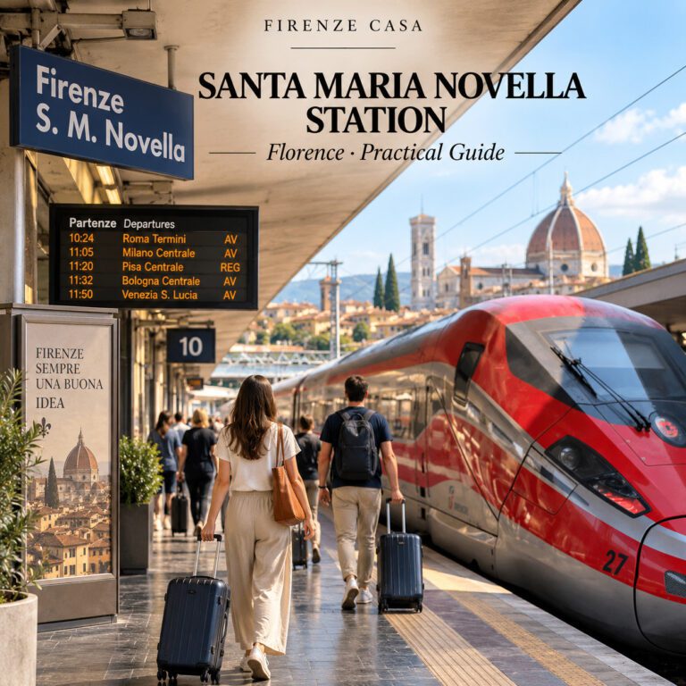 Florence Santa Maria Novella Station with high-speed train and travellers