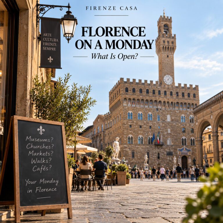 Florence on a Monday with Palazzo Vecchio and Piazza della Signoria