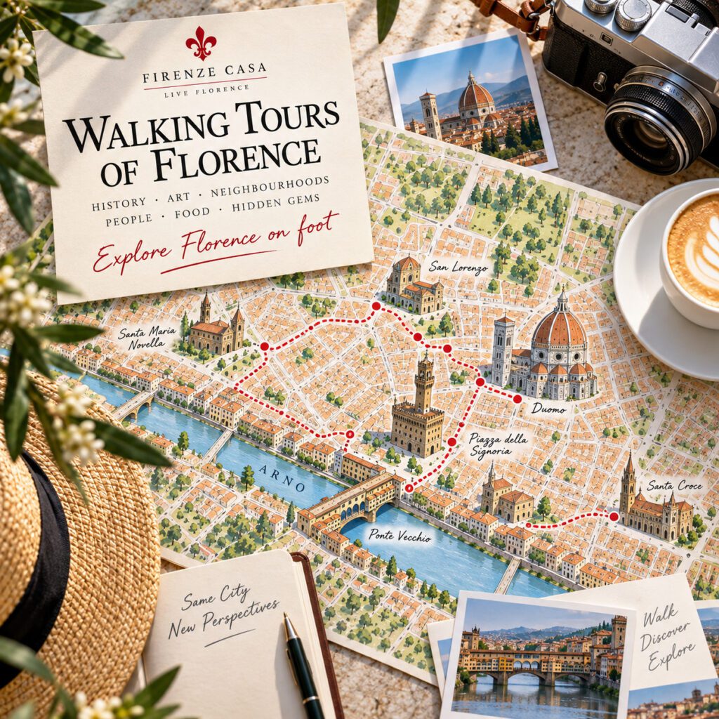 Walking Tours of Florence with illustrated city map and walking routes