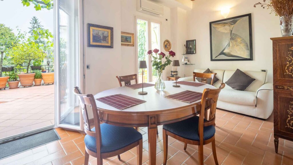 dining room Florence apartment with view of terrace
